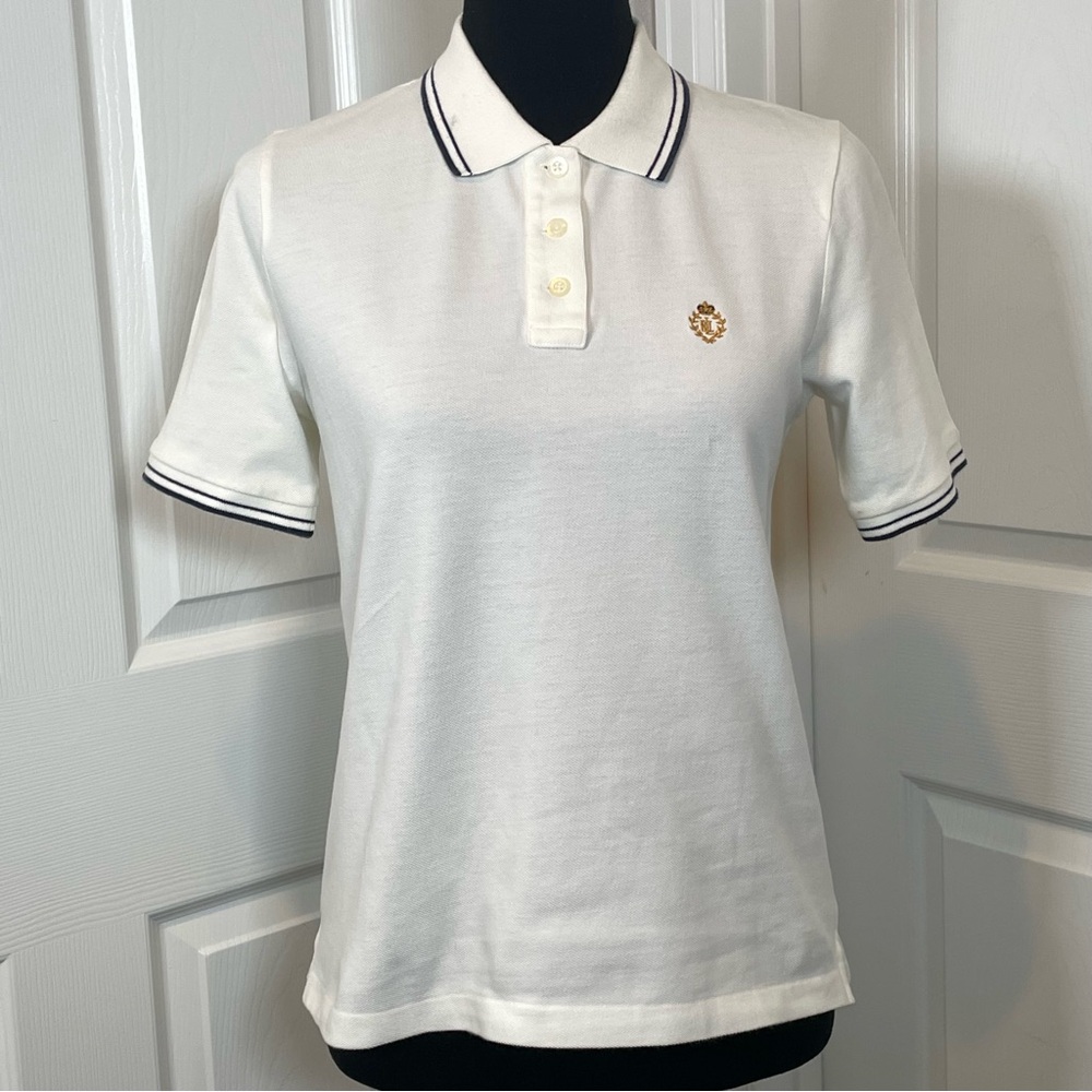 Lauren Ralph Lauren White Gold Emblem Short Sleeve Polo Shirt Size P/S